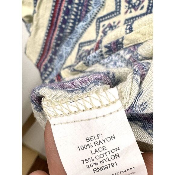 Anthropologie Fig & Flower Flowy Boho Tribal Peasant Top w/ Crochet Sz S EUC - Picture 5 of 5